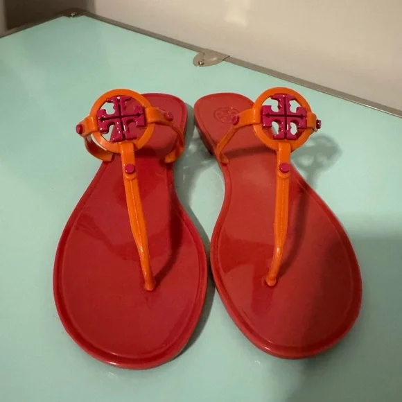 Tory Burch Vibrant Pink and Orange Sandals - Picture 1 of 4